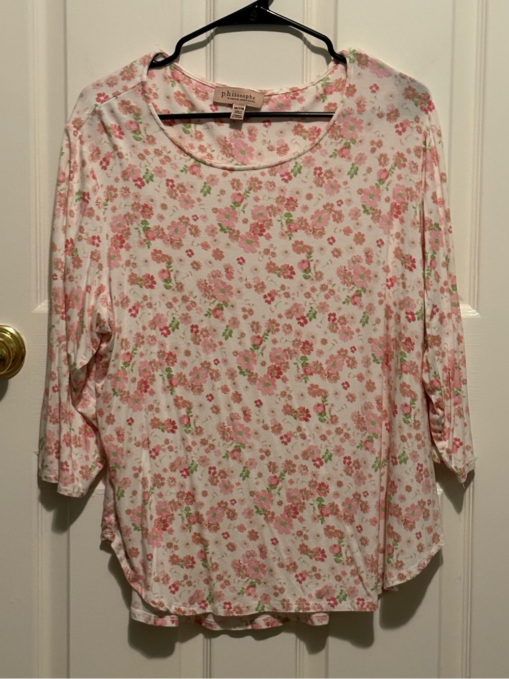 Philosophy Pink Floral Long Sleeve Crewneck Top
